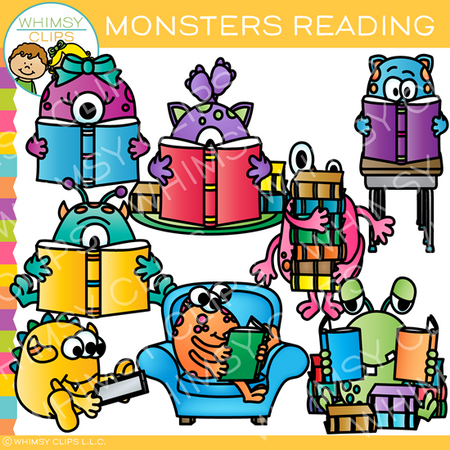 Monsters Reading Clip Art