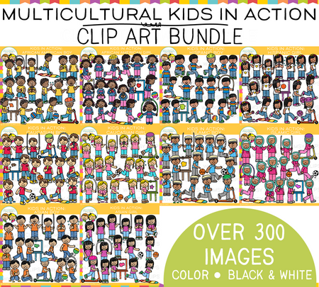 Multicultural Kids In Action Clip Art Bundle – Whimsy Clips