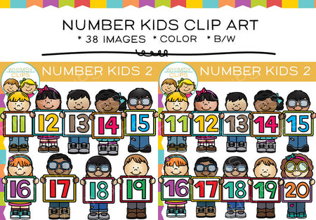 11 to 20 Number Kids Clip Art