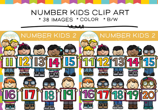11 to 20 Number Kids Clip Art