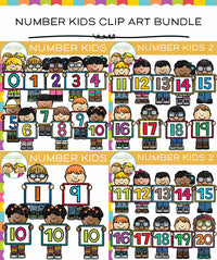 Number Kids Clip Art Bundle