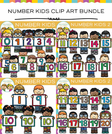 Number Kids Clip Art Bundle