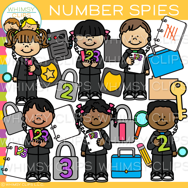 Kids Number Spies Clip Art – Whimsy Clips