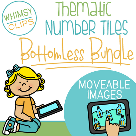 Thematic Number Tiles Clip Art- BOTTOMLESS BUNDLE - Moveable Clip Art
