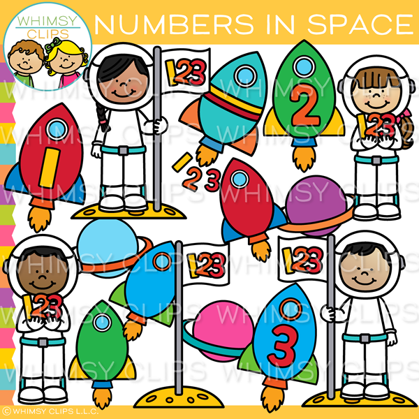 Numbers in Space Clip Art