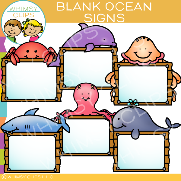 Ocean Animal Signs Clip Art