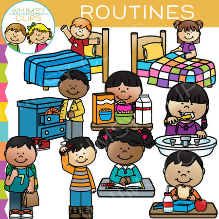 Kids Daily Routine Clip Art