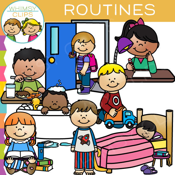 Kids Daily Routine Clip Art