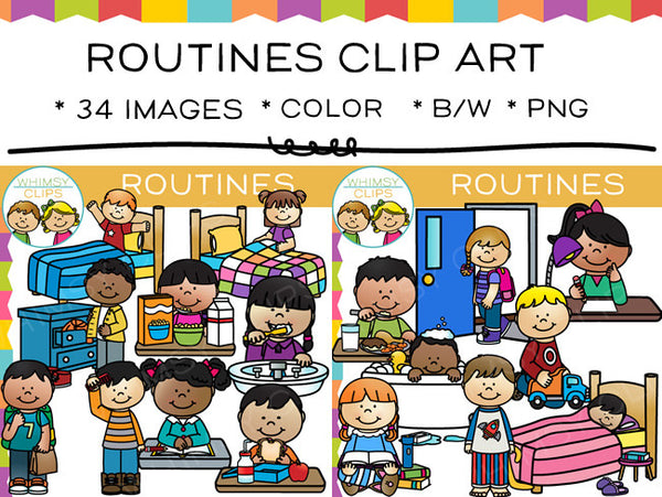 Kids Daily Routine Clip Art