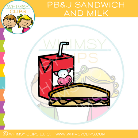 Peanut Butter and Jelly Sandwich and Milk Clip Art
