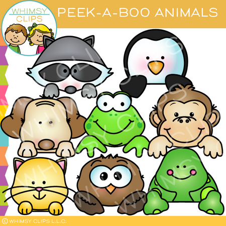 Peek-a-Boo Animal Toppers Clip Art