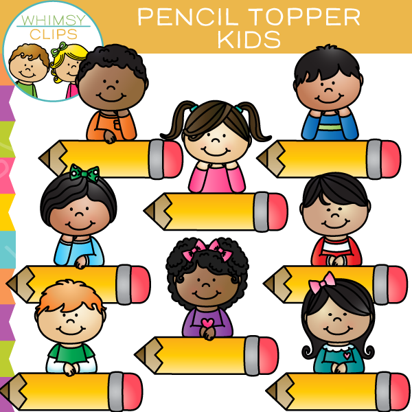 Pencil Topper Kids Clip Art