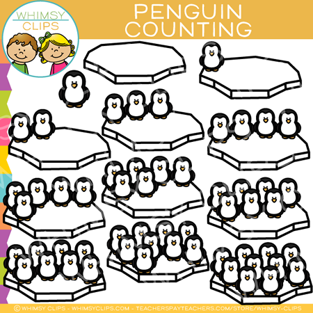 Penguin Winter Counting Clip Art