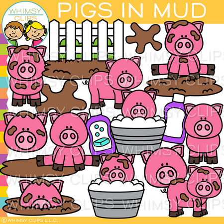Pigs in Mud Clip Art