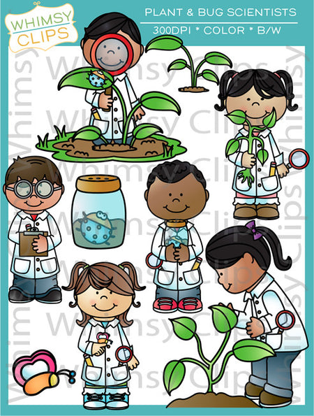 Plant and Bug Scientists Clip Art
