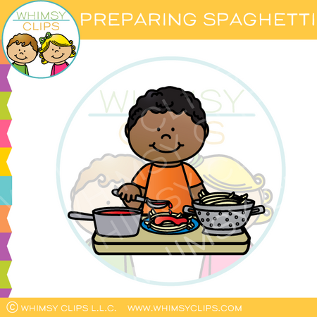 Preparing Spaghetti Clip Art