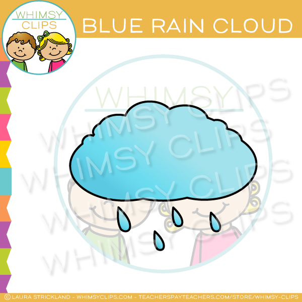 Blue Rain Cloud Clip Art, Images & Illustrations | Whimsy Clips