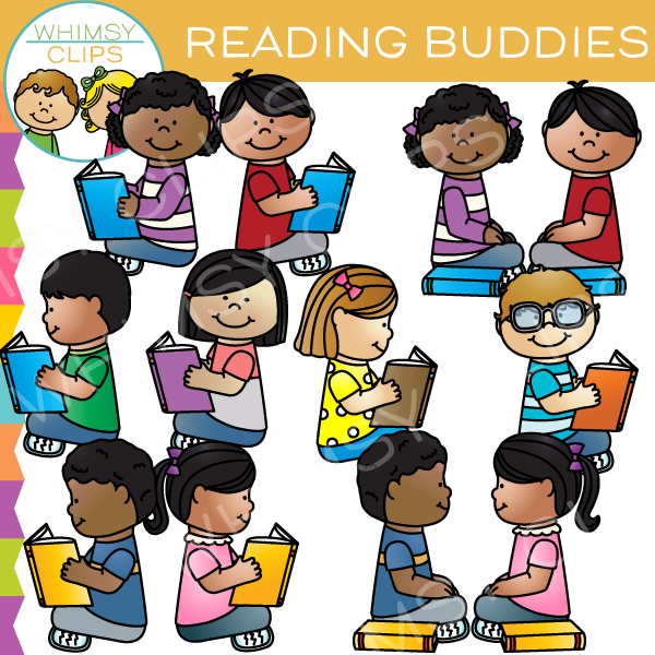 Buddies Reading Clip Art