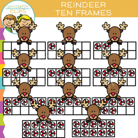 Reindeer Ten Frames Clip Art