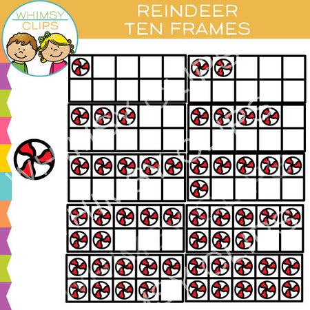 Reindeer Ten Frames Clip Art