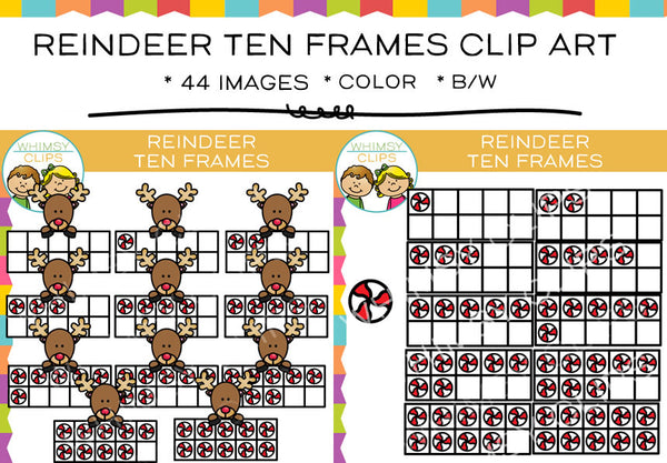Reindeer Ten Frames Clip Art