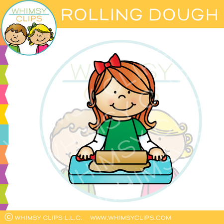 Girl Rolling Cookie Dough Clip Art