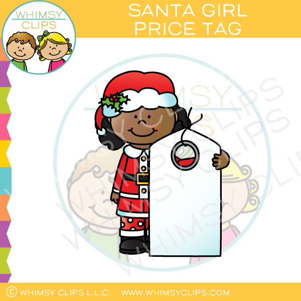 Santa Girl with a Price Tag Clip Art