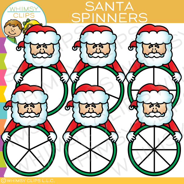 Santa Spinners Clip Art
