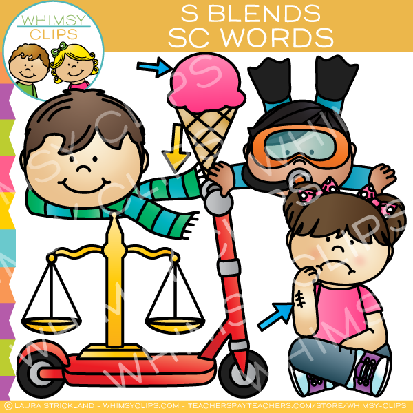 S Blends Clip Art - Sc Words