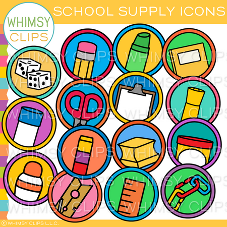 School Supply Icons Clip Art