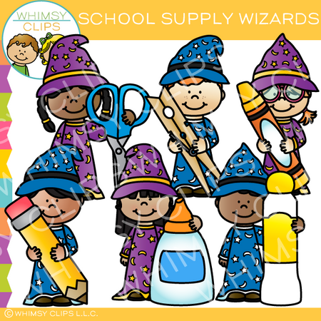 School Supply Wizards Clip Art