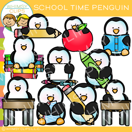 School Time Penguin Clip Art