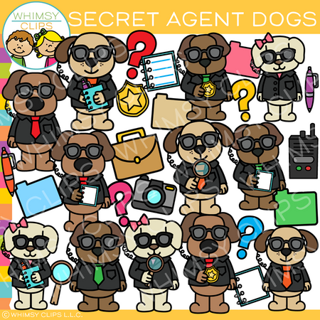Secret Agent Dog Clip Art