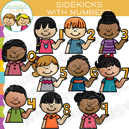 Sidekicks with Numbers Clip Art