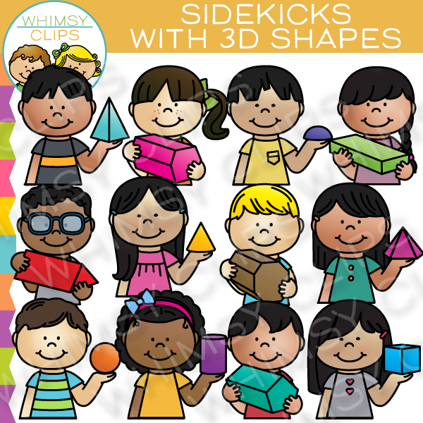 Sidekicks with 3D Shapes Clip Art