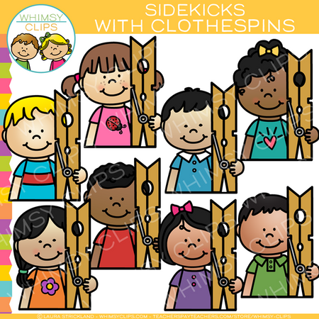 Sidekicks with Clothespins Clip Art