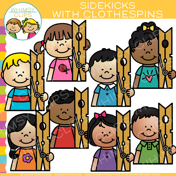 Sidekicks with Clothespins Clip Art