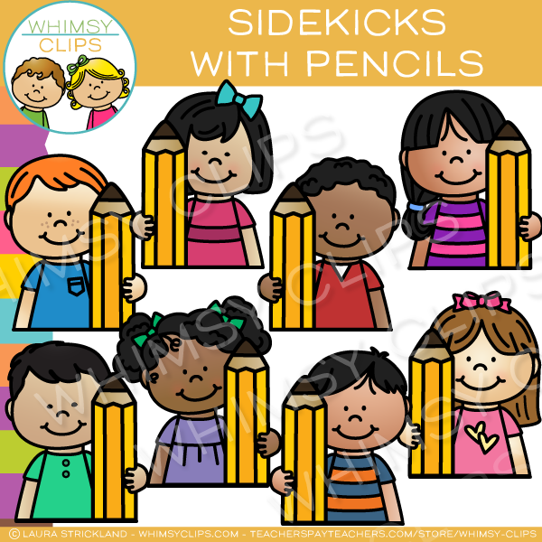 Kids with Pencils Clip Art