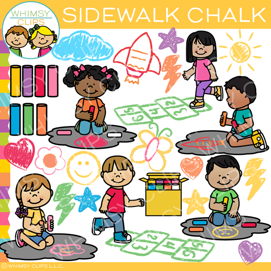 Kids Sidewalk Chalk Clip Art Whimsy Clips