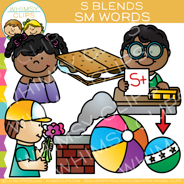 S Blends Clip Art  - SM Words