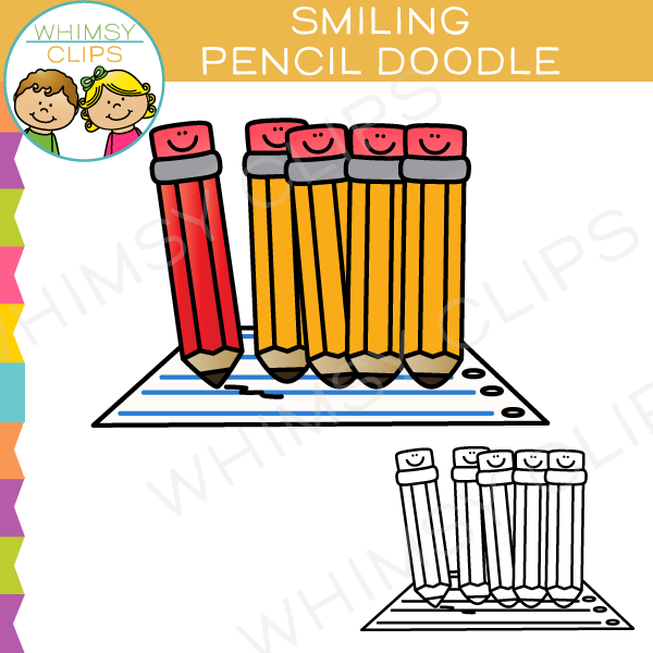Smiling Pencil Doodle Clip Art
