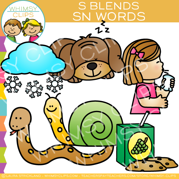 SN Words - S Blends Clip Art