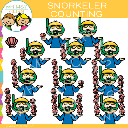 Snorkeler Counting Clip Art