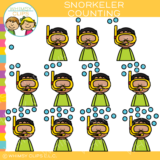Snorkeler Counting Clip Art