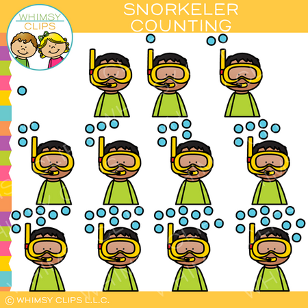 Snorkeler Counting Clip Art