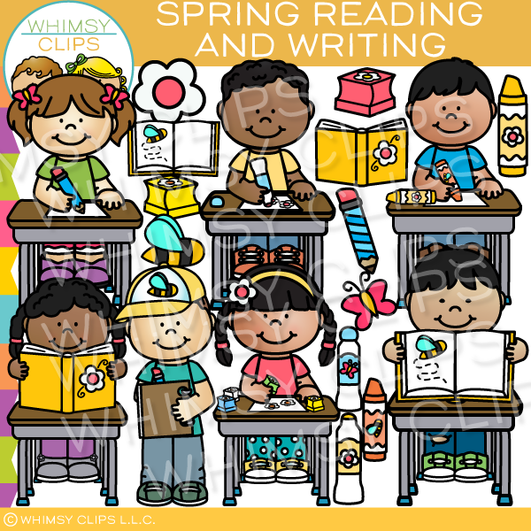 Spring Reading and Writing Clip Art