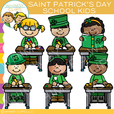 Saint Patrick's Day School Kids Clip Art