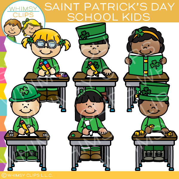 Saint Patrick's Day School Kids Clip Art