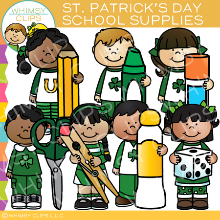 Saint Patrick's Day School Supplies Clip Art