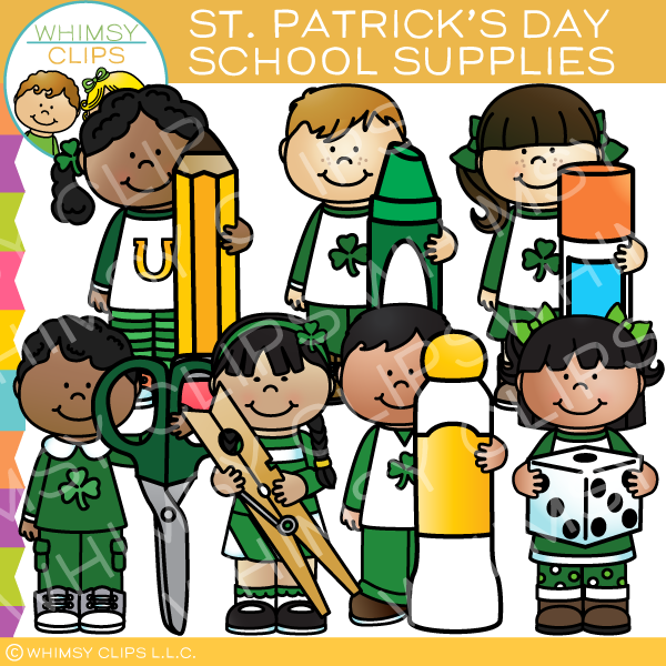 Saint Patrick's Day School Supplies Clip Art